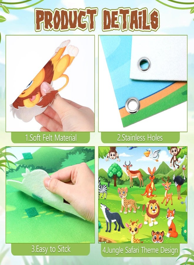 لوحة حيوانات صغيرة من اللباد قابلة للنفخ، لوحة قصص حيوانات الغابة من اللباد، مجموعات مونتيسوري الحسية، نشاط جداري من الفانيلا على طراز سفاري لتزيين الهدايا (42، سفاري) - Image 4